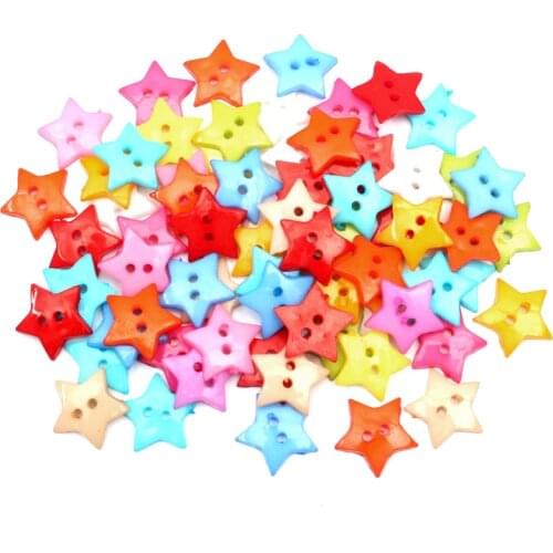 200Pcs Mixed 16mm Acrylic Star Sewing Buttons For Cloth Needlework Flatback Scrapbooking Crafts Decorative Diy Accessories