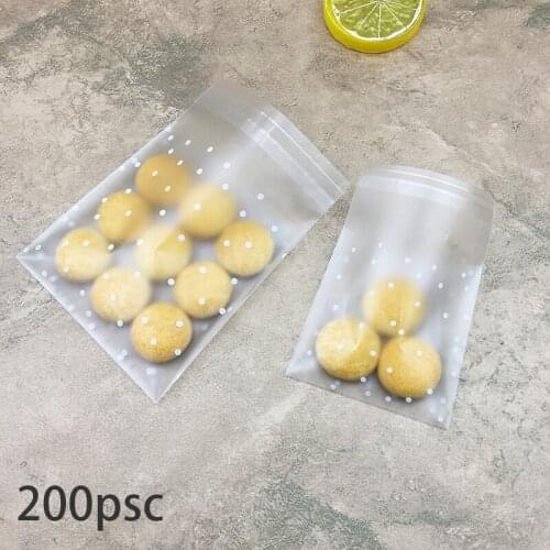 200Pcs Frosted Cute Dots Plastic Pack Candy Cookie Soap Packaging Bags Cupcake Wrapper Self Adhesive Sample Gift Bag