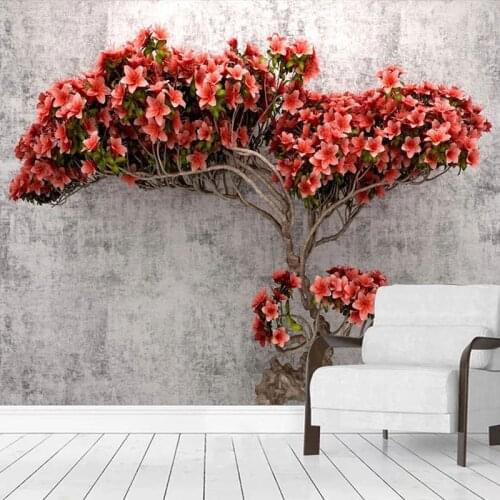 Custom 3D Wallpaper Modern Simple Red Flowers Photo Wall Murals Living Room TV Sofa Bedroom Background Wall Home Decor Frescoes