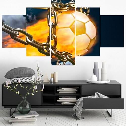 5 Pieces Wall Art Canvas Painting Modern Living Room Bedroom Football Home Decoration Modular Pictures Framework Free Shipping