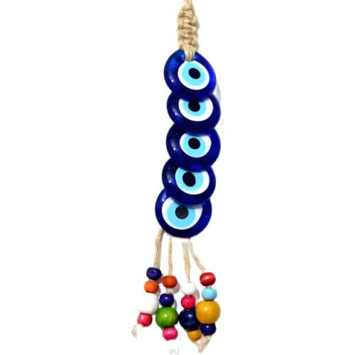 5 Pieces Glass Evil Eye Beaded Handmade Door and Wall Ornament Souvenir