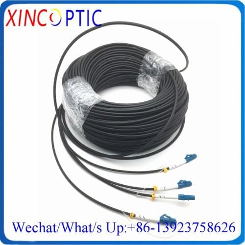 80M 2Cores SM G657A,4.0mm LSZH/TPU Cable,80Mts 2C LC/UPC(2Fibers)/SC/ST/FCPC SingleMode Armored Fiber Optic Patch Cord Connector