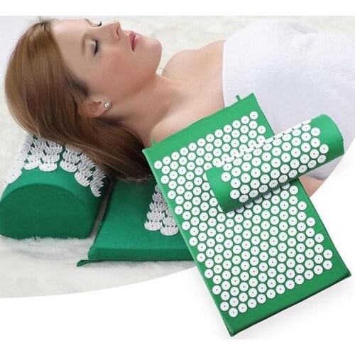 Acupuncture Massage Mat & Pillow Set Massage Mat Acupressure Relax Relieve Back Body Pain Flower Spike Acupuncture Cushion