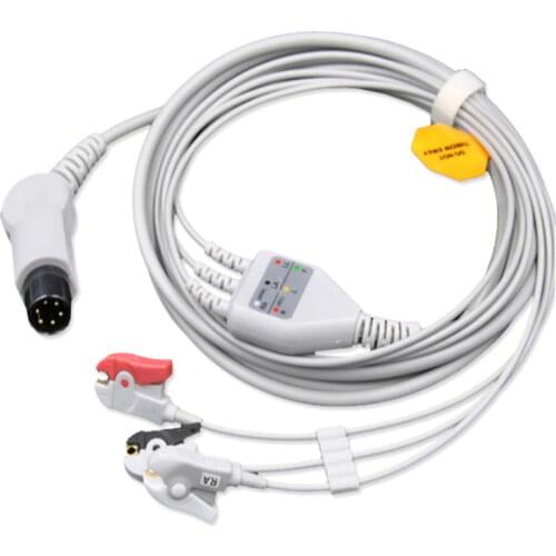 Free Shipping Generic AAMI 6 Pins One-piece 3 LeadS ECG Monitor Cable Clips For Monitor Mindray PM7000/8000/9000 AHA .TPU 3.6M