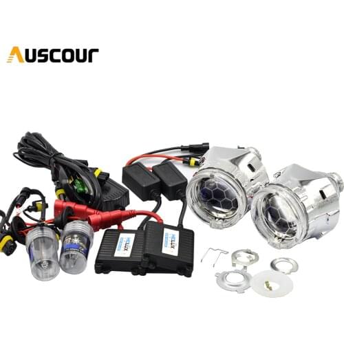 2pcs 2.5 inch Soccer Bi-xenon Projector Lens 35W 5000K Xenon Ballast Bulb Car Assembly Kit Fit for h1 h4 h7 Car Model Mofify