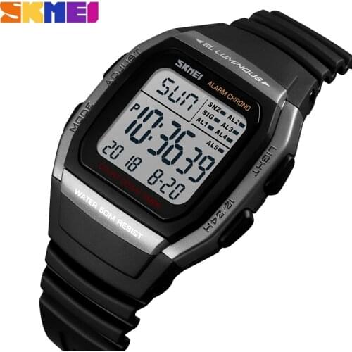 SKmei Square Childrens Waterproof Luminous Watch Student Sports Timer Five Groups Of Alarm Cock Electronic Watch