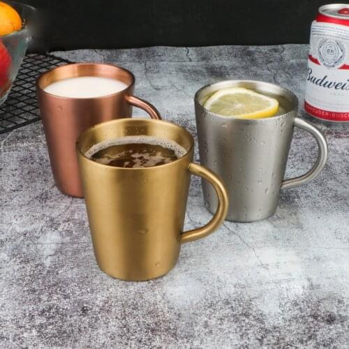 Double-Layer Insulated 304 Stainless Steel Water Mug For Household Use Beer Mug With Handle, Milk Coffee Cup Mug, Anti-Fall