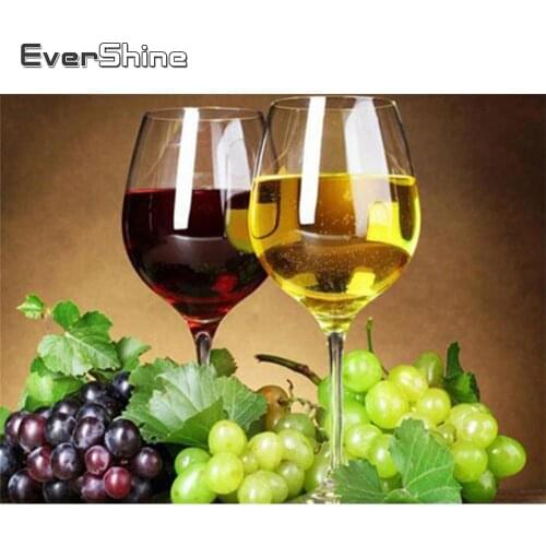 Evershine Diamond Painting Fruit Cross Stitch Scenery Full Drill Embroidery Mosaic Red Wine Rhinestone Picture Home Decoration