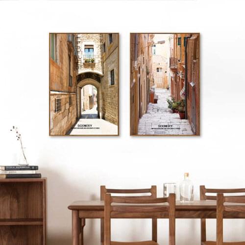European Building Landscape Canvas Painting Street Alley Wall Art Posters And Prints Modern Wall Pictures For Living Room Decor