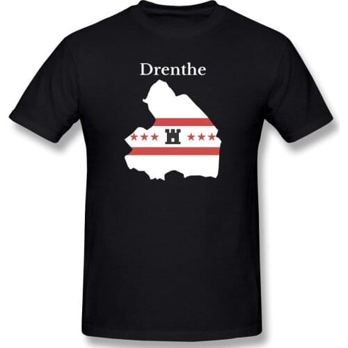 Drenthe Province Map Flag Netherlands Mens Basic Short Sleeve T-Shirt Vintage R282 T-shirts Eur Size