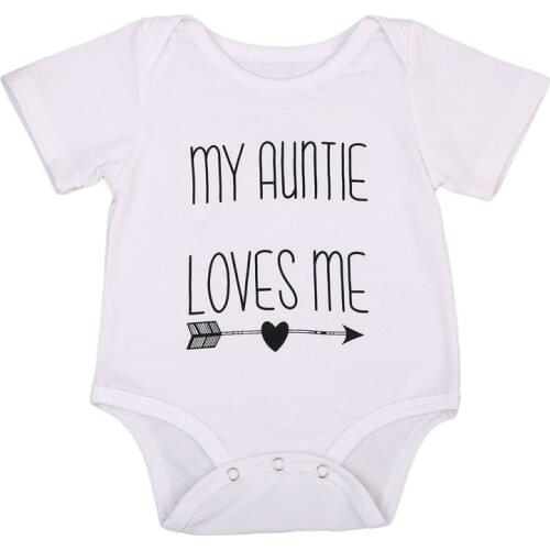 Newborn Baby Boys Girls Romper Letter Print Short Sleeve Bodysuit Jumpsuit Clothes Cotton Outfits 0-18 M