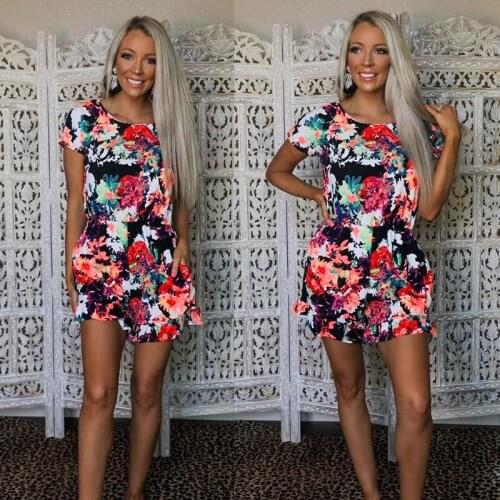 Spot Summer Popular European and American Womens Round Neck Short Sleeve Printing Leisure Suit Home Wear Om9337 Women Short