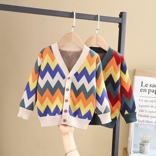 Menoea 2-6Years Girls Winter Sweaters 2020 Autumn Kids Girl Knited Soft Clothes Boys Casual Colorful Striped Cardigan Jacket