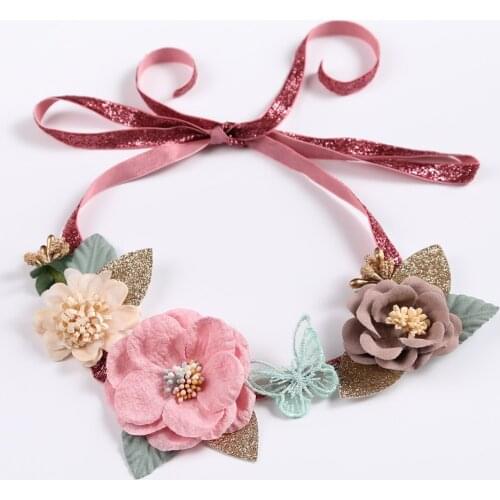 Fashion Kids Hair Accessories Gorgeous Flower Headbands Braided Hair Vine Butterfly Headpiece Hair Ornament For Women Girls