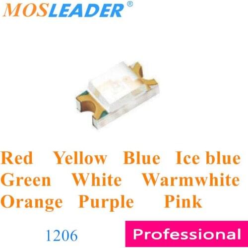Mosleader 3000PCS SMD LED 1206 Red Yellow Blue Ice blue Green White Warmwhite Orange Purple Pink 3216 Light emitting diodes