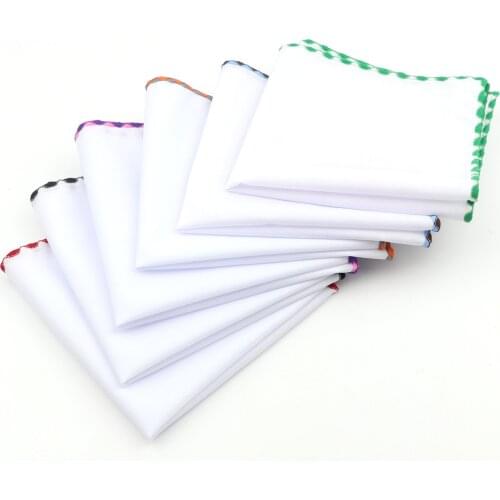 Mens Sunny Style Cotton Handkerchief White Two Color Pocket Square Colorful Brink Hankies Towel Casual 22*22cm