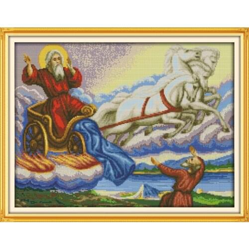 Santa Claus inside the carriage cross stitch kit people 18ct 14ct 11ct count print canvas stitches embroidery DIY handmade