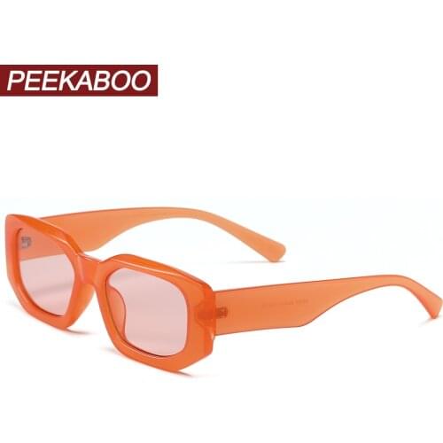 Peekaboo summer polygonal sunglasses women square uv400 ladies sunglasses for men orange blue colorful birthday present 2022