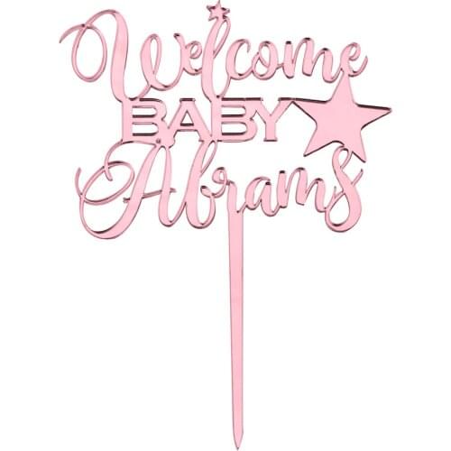 Personalized Engraved Baby Cake Topper Acrylic Wooden Custom Cake Topper Gift Decor Party Logo Welcome Baby Star Name