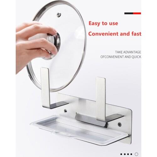 Punch-free 304 stainless steel pot lid rack kitchen storage rack wall-mounted chopping board rack multi-functional storage rack
