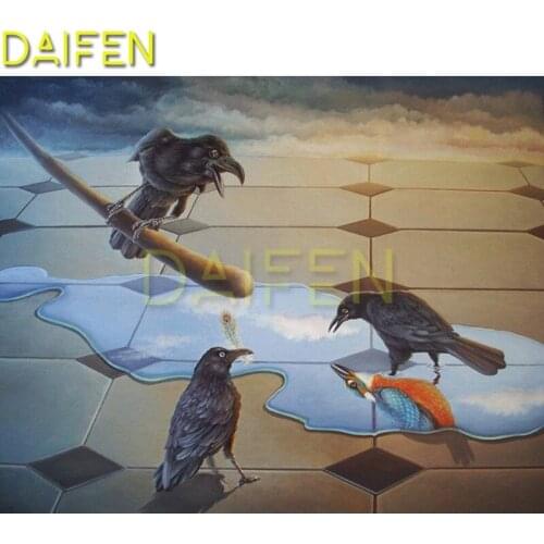 Full Square Diamond painting Bird feather brush 5D DIY Diamond embroidery Cross stitch bird Full Round Diamond mosaic Dark cloud