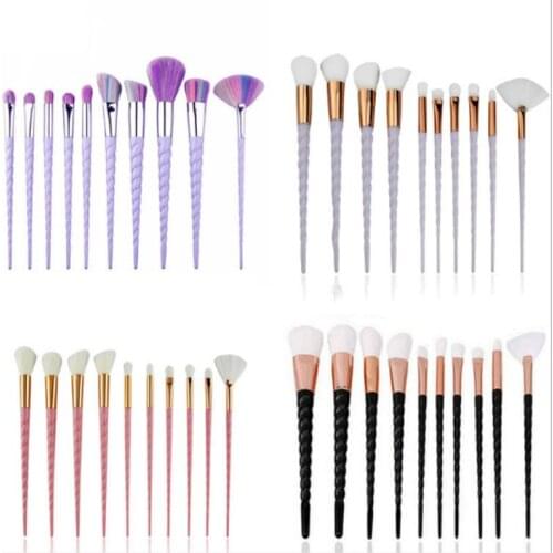 Professional 10PCS Spiral White Handle Makeup Brushes White Powder Foundation Blush Face Shading Cosmetic Brush Makeup DFDF