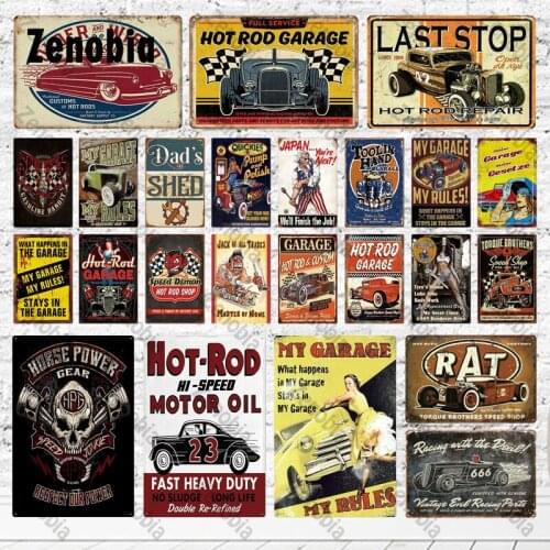 Retro Motor Oil Metal Signs Classic Car Metal Poster Vintage Tin Sign Decorative Wall Plaque Stickers for Bar Pub Garage Decor
