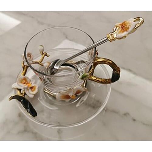 Glass Water Mug Milk Coffee Glasses Cups Home Office Drink Cup Enamel Color Student Valentines Day Gift Combination Mugs