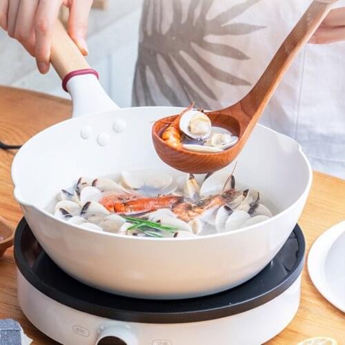 Anti-scalding temperature ring, ceramic non-stick pan, easy to clean, household enamel pan, high value