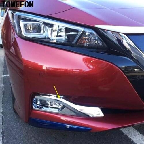 TOMEFON For Nissan Leaf 2017 2018 2019 ABS Chrome Front Bumper Fog Light Lamp Cover Trim Molding Foglights Exterior Styling