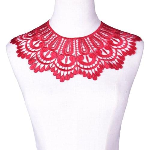 Wine Flower Lace Fabric Applique Lace Trim Guipure Neckline Collar Sewing Trimmings For Clothing BW074