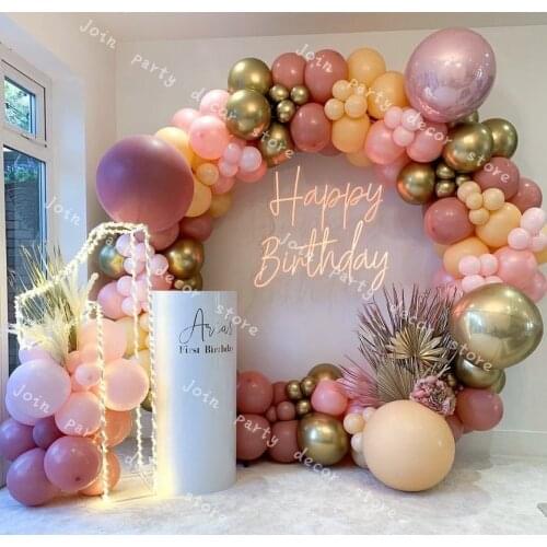 Balloons Garland Arch Kit Wedding Birthyday Baby Shower 164pcs Macaron Pink Chrome Gold Party Background Decor Globos Kids Toys
