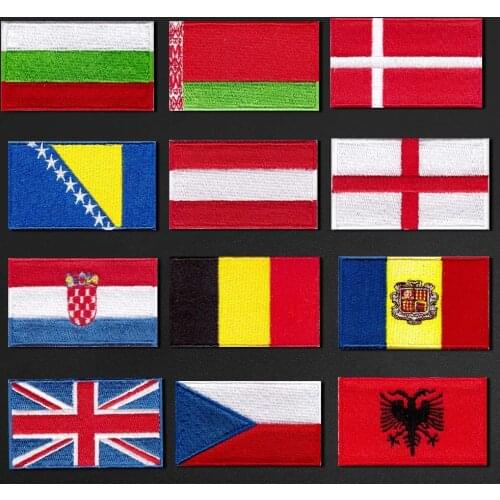 World Flags Patches for Clothes DIY Stripes Iron on United Kingdom Appliques Clothing Stickers Embroidery Badges for Backpack
