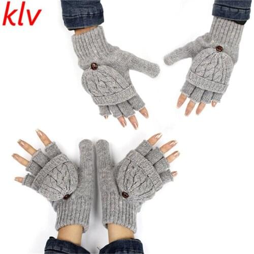 Women woolen solid Winter Soft Fingerless Gloves Mittens Knitted Glove Hand Warmer