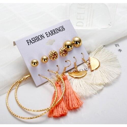 Tassel Acrylic Earrings For Women Bohemian Earrings Set Big Geometric Drop Earring 2021 Pearl Earrings Leopard Tassel Earrings