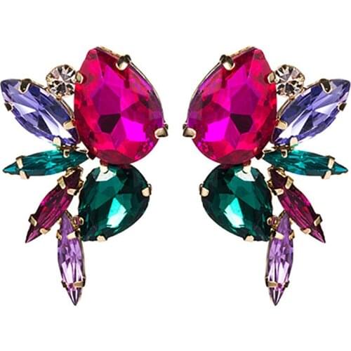 ZHINI 2020 Bohemia luxury crystal Stud Earrings for Women Fashion 4 Colors Statement Earrings Rhinestone Earings Party Jewelry