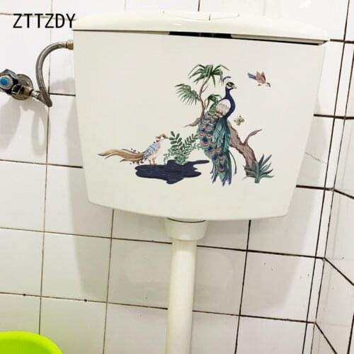 ZTTZDY 25×17.3CM Classical Painting Peacock Home Room Wall Stickers Mural Personality Toilet WC Decoration T2-1313
