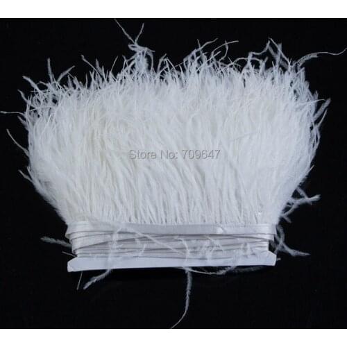 10yards/lot SNOW white ostrich feather trimming fringe bleach ostrich feather trim 5-6"width for Wedding Derss crafts costumes