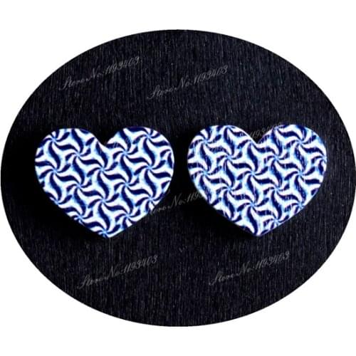 16mm Heart Shape Image Painted Wooded Laser Cut Cabochon to make Rings, Earrings, Bobby pin, pendant