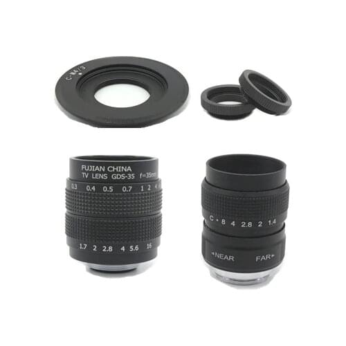 2 in 1 CCTV 25mm f1.4/35mm F1.7 TV Movie lens+C Mount for Panasonic Micro m4/3 G7 GF7K GX7 GM5 GM1 GM4 G6 GF6 GH3 GX1 G3 GH2 G10