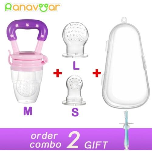 3 Size In 1 Baby Nipple Fresh Food Silicone Baby Pacifiers Feeder In PP Box Kids Fruit Feeding Nipple Safe Supplies