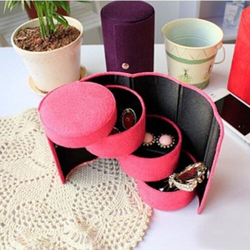 1Pc 3-layer Jewelry Box Necklace Earring Ring Holder Jewelry Organizer Display Gift Box Cylindrical Boxes 4 Colors