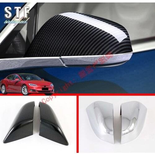 ABS Car Accessories Side Mirror Cover Trim Rear View Cap Overlay Molding Garnish For Tesla Model S 2019 2020