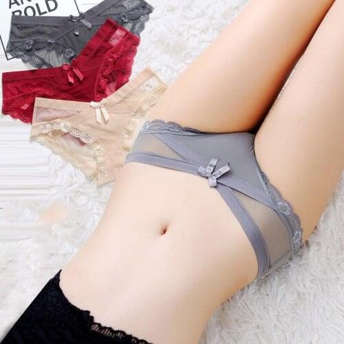 AIDEVER Womens Hollow Out Lace edge sexy Panties Soft transparent Temptation Underwear mesh pants Low-Rise vs Plus size Briefs