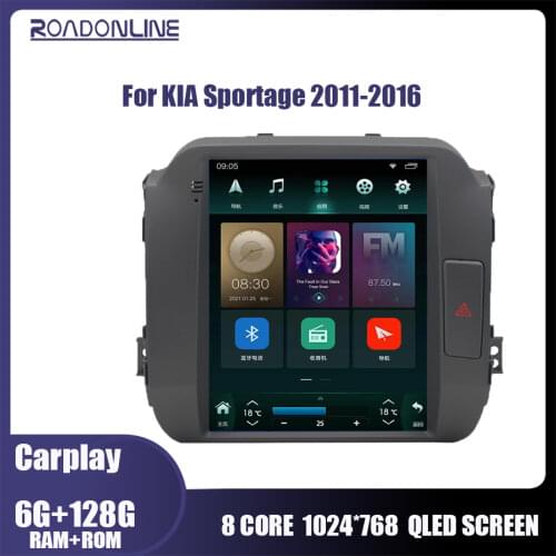 Roadonline Car Radio Multimedia Video Player For KIA Sportage 2011-2016 Tesla Style Screen Navigation GPS One Din 4G Android 10