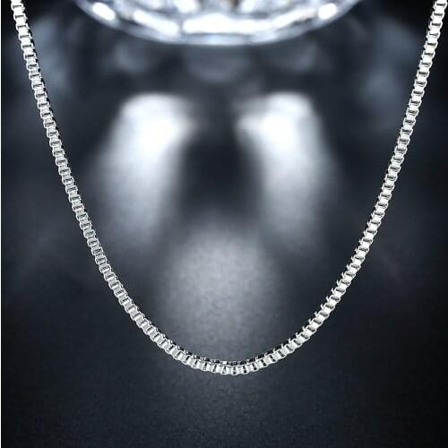 Hot 925 Sterling Silver Necklace 16-24 inches fine 2MM Box chain For man Women high quality Fashion party Jewelry Gifts