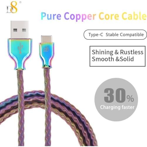 D8 Color Meta Type-C USB Cable Data Cable Type C Cable for Samsung Xiaomi Simple Compatible Fast Charging and Data Extended Wire
