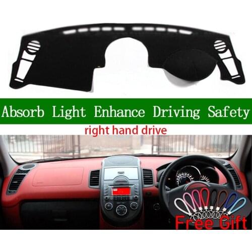 For kia Soul 2010 2011 2012 2013 2014 2015 2016 Right Hand Drive Dashboard Cover Car Stickers Dash Mat Interior Accessories