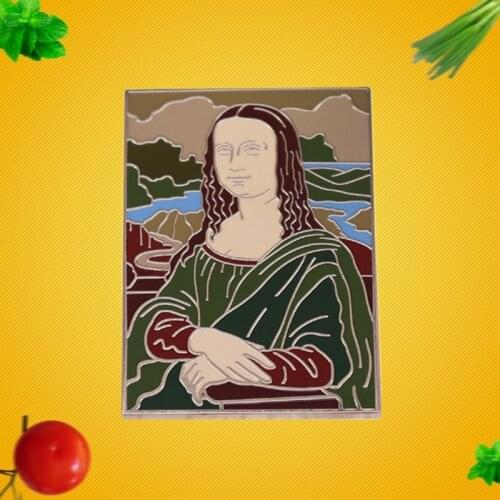 Leonardo da Vinci Oil Painting Style Mona Lisa Smile enamel Pin Italian Renaissance artist Painter Badge Jewelry Accessories