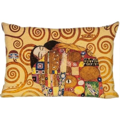 Hot Sale Artist Gustav Rectangle Pillowcase Custom Home textile Zipper Pillowcase Pillow Cover Size 45x35cm (one side) Print